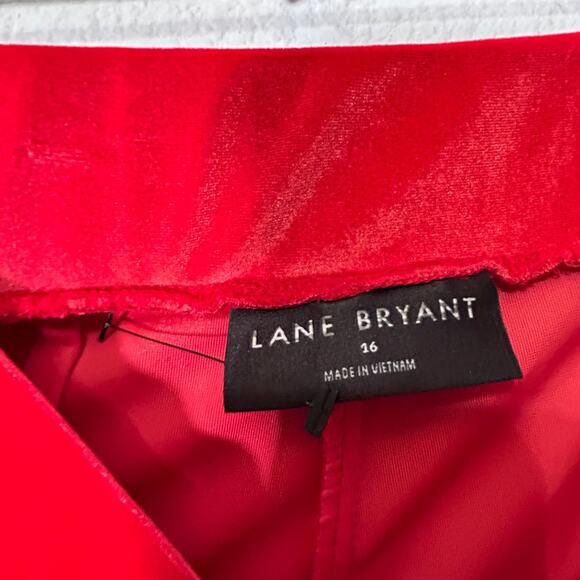 NEW Lane Bryant Velvet Flare Pant Holiday Red No Gap Waist Band Size 16 Comfy XL - Picture 5 of 9